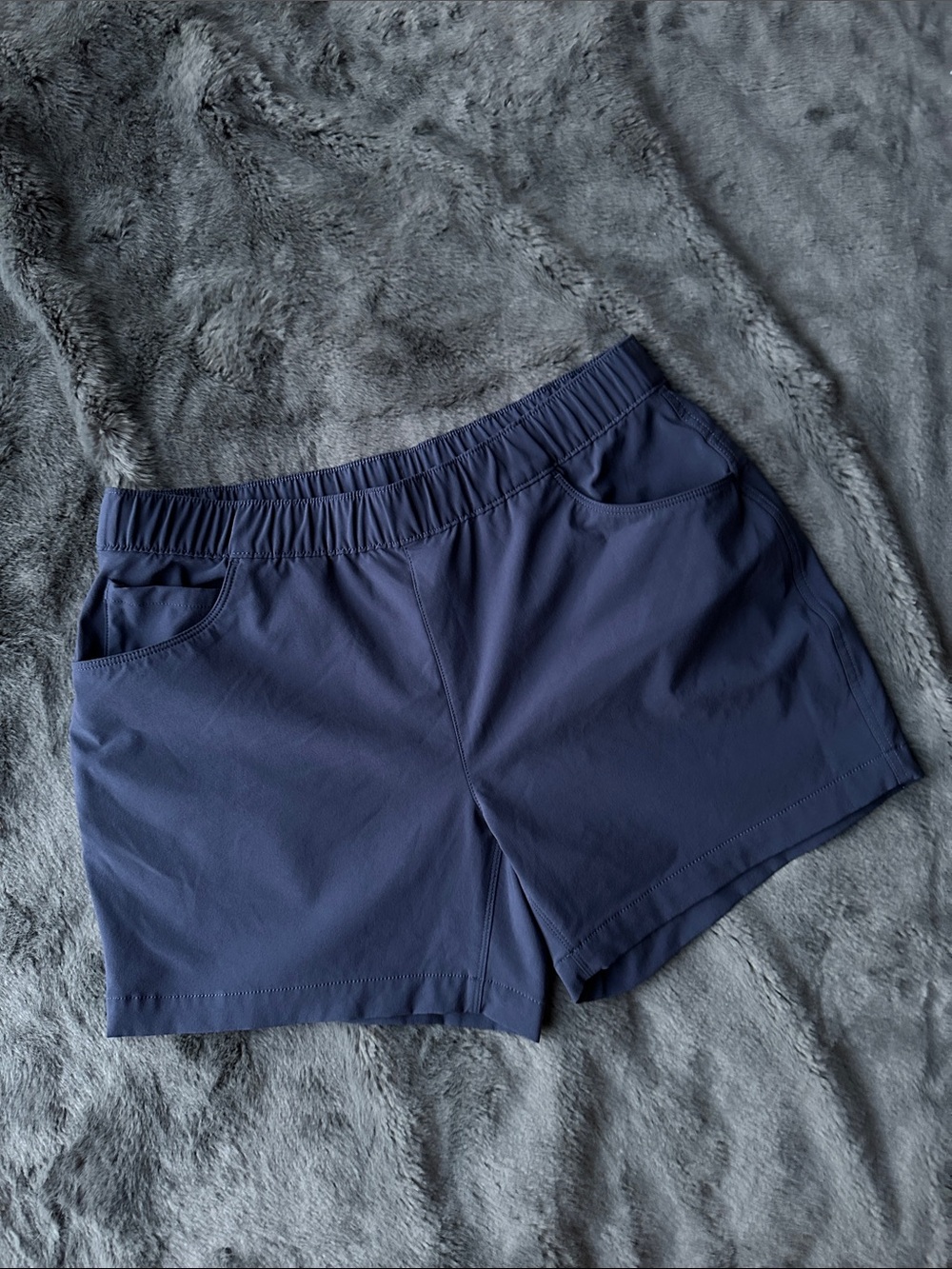 Eddie Bauer Navy Elastic-Waist Athletic Shorts